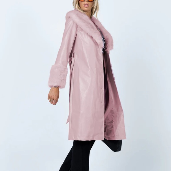 Princess Polly Pink Penny Lane Fur Coat Jacket - Picture 4 of 9